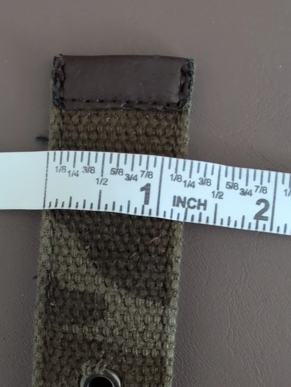 Canvas Camo Print Belt with Brown Leather Trim